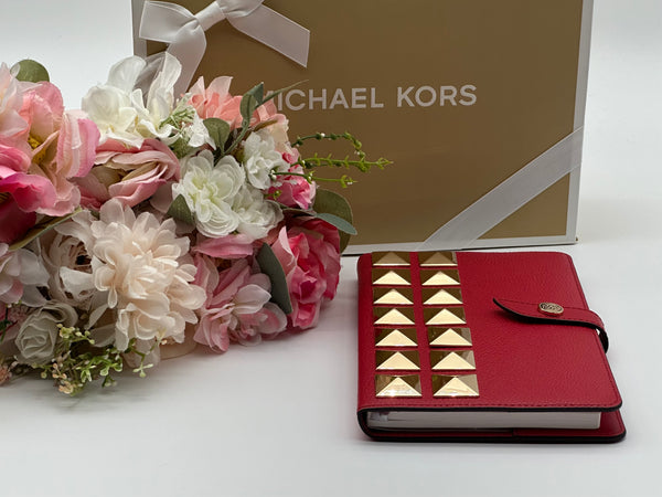 Michael Kors Medium Studded Pebbled Leather Notebook