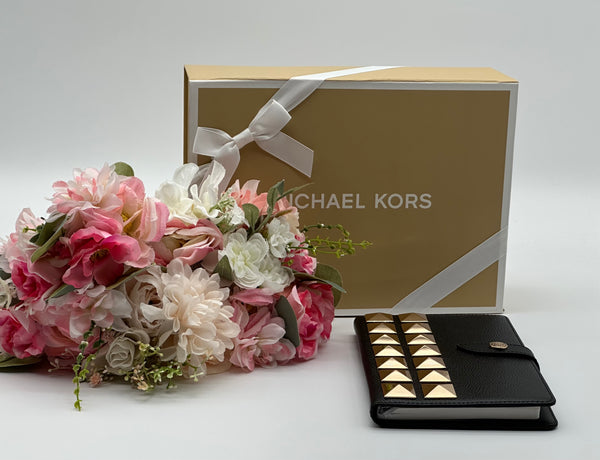 Michael Kors Medium Studded Pebbled Leather Notebook