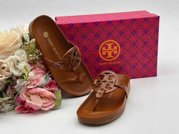 Authentic Tory Burch Women’s Brown Miller Cloud Thong Sandals  Size US 5
