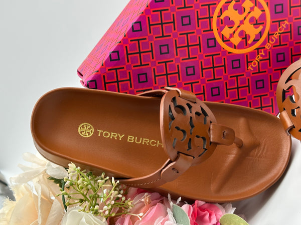 Authentic Tory Burch Women’s Brown Miller Cloud Thong Sandals  Size US 5