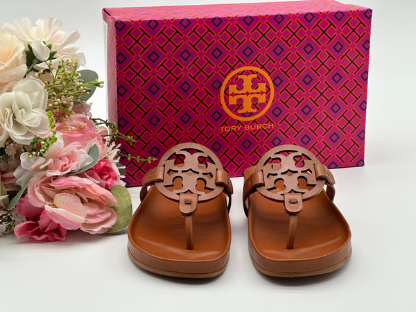 Authentic Tory Burch Women’s Brown Miller Cloud Thong Sandals  Size US 5