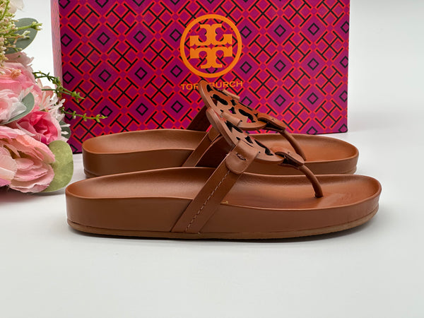 Authentic Tory Burch Women’s Brown Miller Cloud Thong Sandals  Size US 5