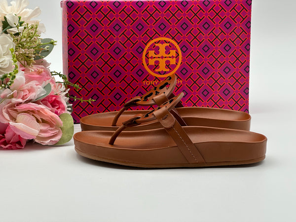Authentic Tory Burch Women’s Brown Miller Cloud Thong Sandals  Size US 5
