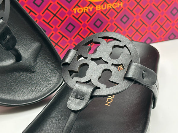 Authentic Tory Burch Women’s Black Miller Cloud Thong Sandals  Size US 5