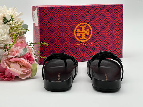 Authentic Tory Burch Women’s Black Miller Cloud Thong Sandals  Size US 5