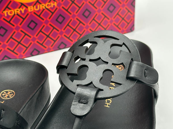 Authentic Tory Burch Women’s Black Miller Cloud Thong Sandals  Size US 5