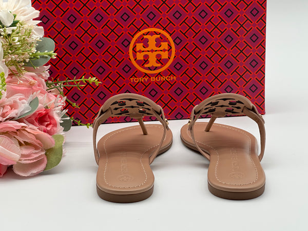 Authentic Tory Burch Women's Leather Light Sand Miller Thong Sandals Shoes Size US 5.5