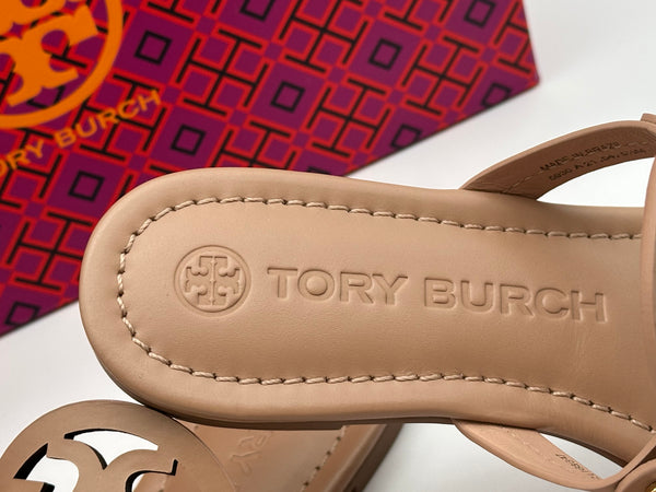 Authentic Tory Burch Women's Leather Light Sand Miller Thong Sandals Shoes Size US 5.5