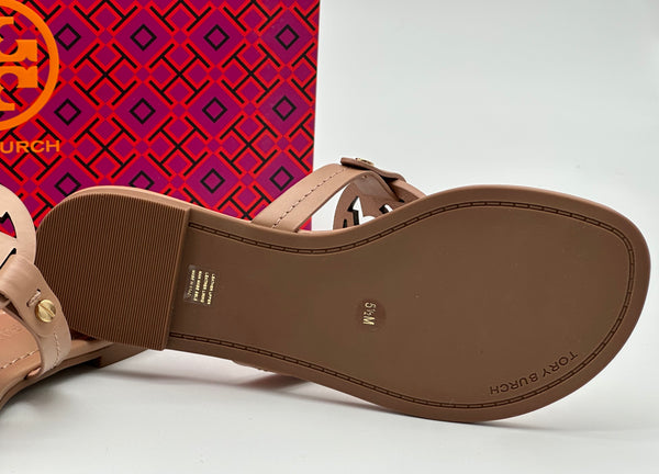 Authentic Tory Burch Women's Leather Light Sand Miller Thong Sandals Shoes Size US 5.5