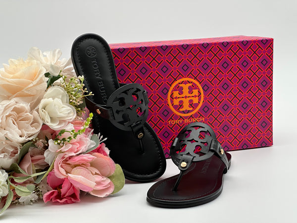 Authentic Tory Burch Women's Black Perfect Miller Calf Leather Size US 5