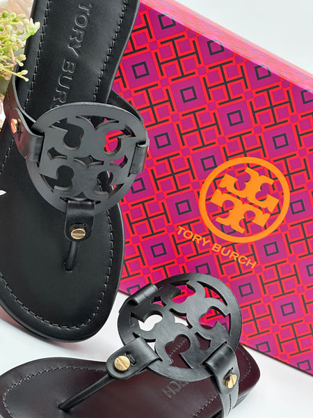 Authentic Tory Burch Women's Black Perfect Miller Calf Leather Size US 5