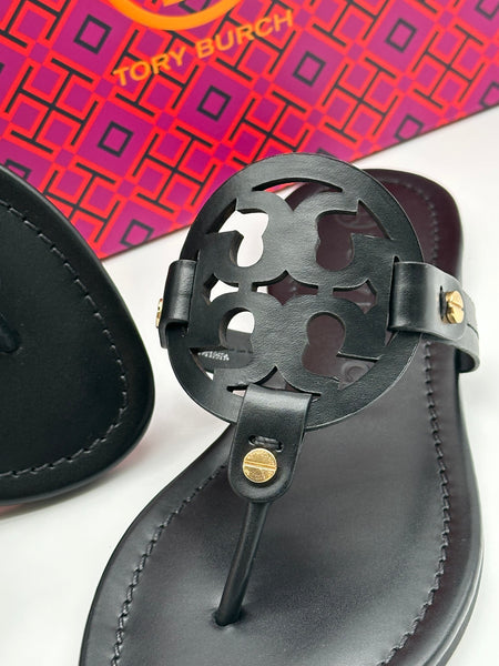 Authentic Tory Burch Women's Black Perfect Miller Calf Leather Size US 5