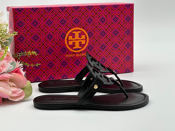 Authentic Tory Burch Women's Black Perfect Miller Calf Leather Size US 5