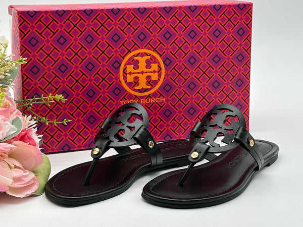 Authentic Tory Burch Women's Black Perfect Miller Calf Leather Size US 5