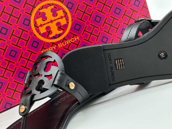 Authentic Tory Burch Women's Black Perfect Miller Calf Leather Size US 5