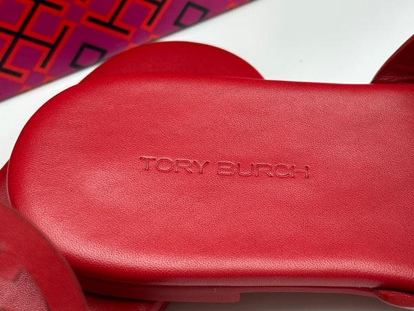 Authentic Tory Burch Women's Tory Red Miller Soft Thong Leather Sandals Shoes Size US 5