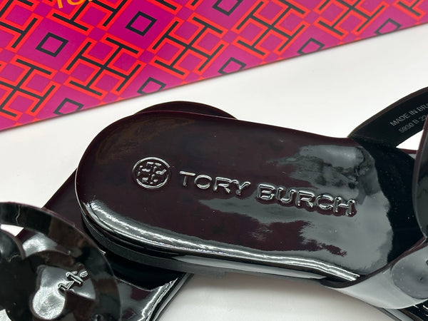 Authentic Tory Burch Black Miller Patent Sandal Size 6