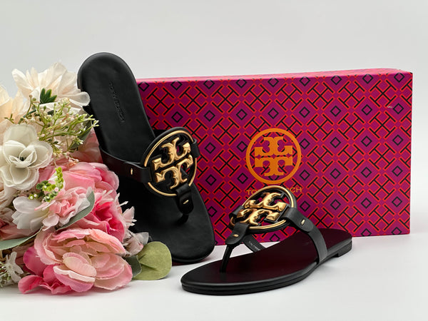 Authentic Tory Burch Metal Miller Soft Sandal Size 5