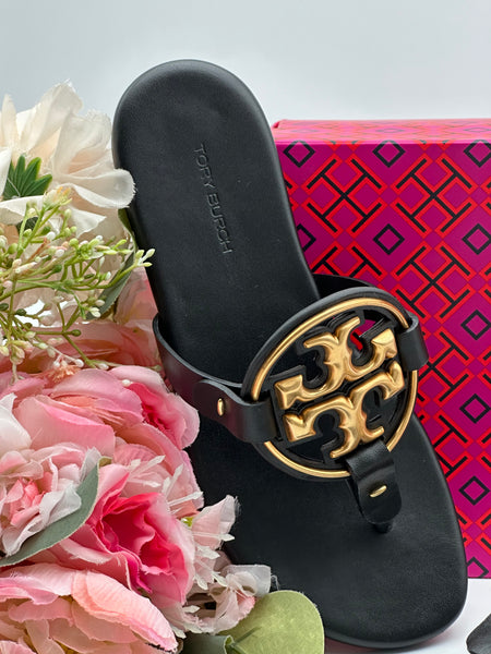 Authentic Tory Burch Metal Miller Soft Sandal Size 5