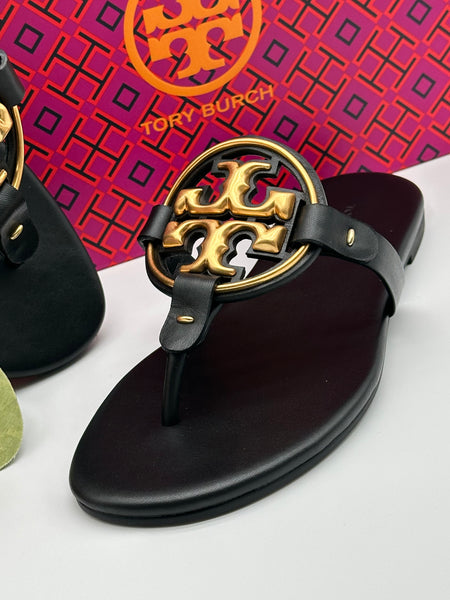 Authentic Tory Burch Metal Miller Soft Sandal Size 5
