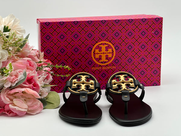 Authentic Tory Burch Metal Miller Soft Sandal Size 5