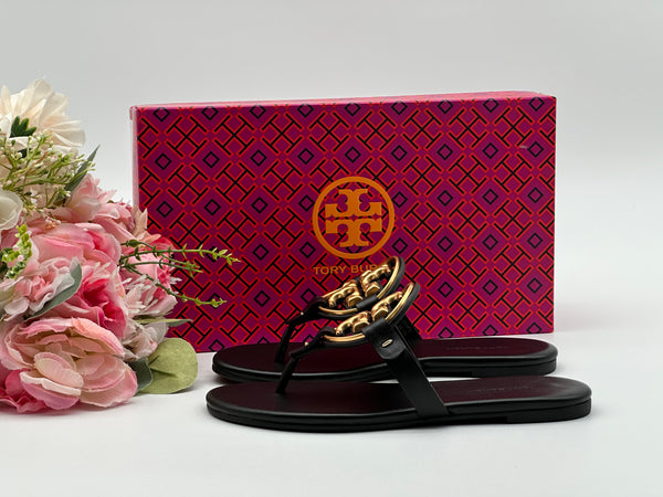 Authentic Tory Burch Metal Miller Soft Sandal Size 5