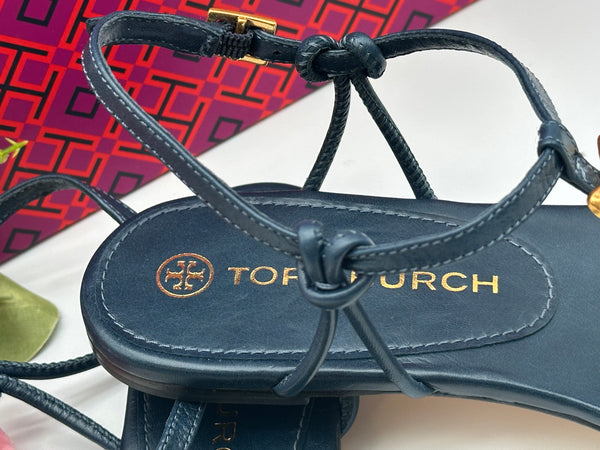 Authentic Tory Burch Vintage Navy Capri Fish Sandal Size 6.5
