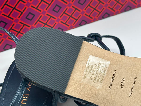 Authentic Tory Burch Vintage Navy Capri Fish Sandal Size 6.5