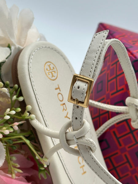 Authentic Tory Burch Ivory Capri Fish Sandal Size 6.5