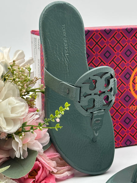 Authentic Tory Burch New Arctic Miller Soft Leather Thong Sandal Size 5