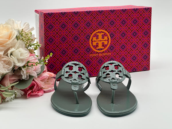 Authentic Tory Burch New Arctic Miller Soft Leather Thong Sandal Size 5