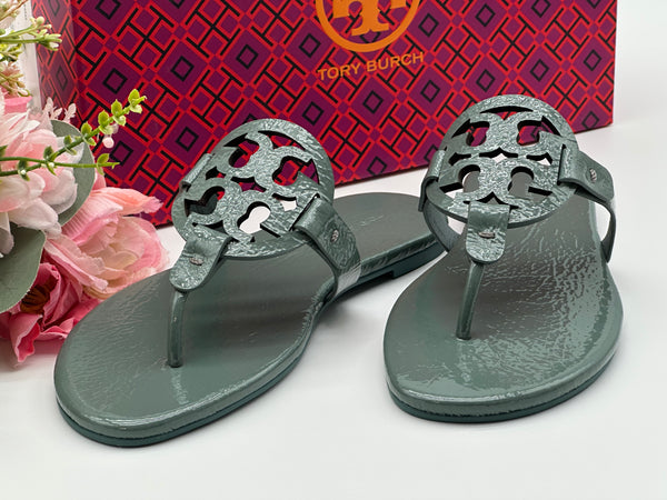 Authentic Tory Burch New Arctic Miller Soft Leather Thong Sandal Size 5