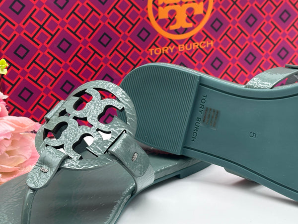 Authentic Tory Burch New Arctic Miller Soft Leather Thong Sandal Size 5