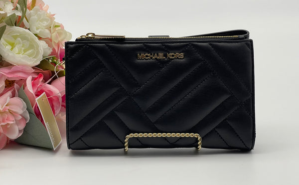 Michael Kors Black Large Double Zip Phone Wristlet Wallet