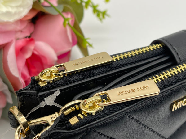 Michael Kors Black Large Double Zip Phone Wristlet Wallet