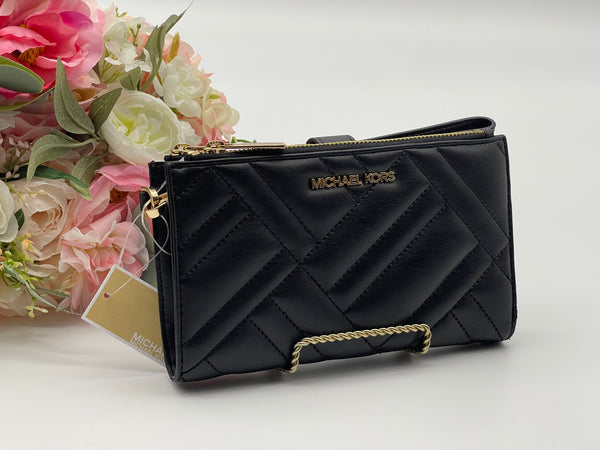 Michael Kors Black Large Double Zip Phone Wristlet Wallet