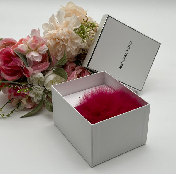 Michael Kors Large Fur Pom Pom LOVE Ultra Pink Gold Bag Purse Charm