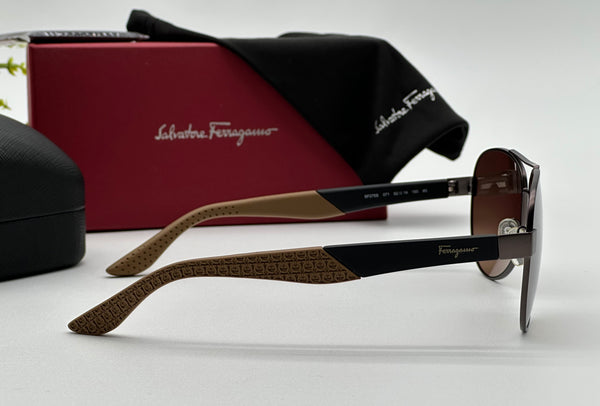 Authentic Salvatore Ferragamo Men's Brown Shades Aviator Sunglasses