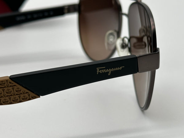 Authentic Salvatore Ferragamo Men's Brown Shades Aviator Sunglasses