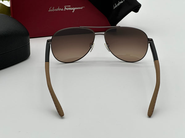 Authentic Salvatore Ferragamo Men's Brown Shades Aviator Sunglasses