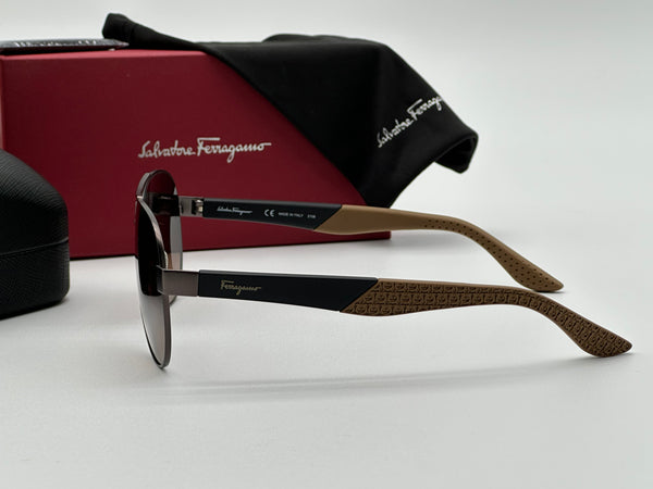 Authentic Salvatore Ferragamo Men's Brown Shades Aviator Sunglasses