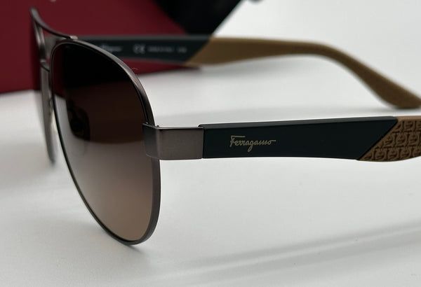 Authentic Salvatore Ferragamo Men's Brown Shades Aviator Sunglasses