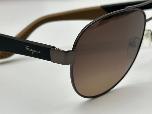 Authentic Salvatore Ferragamo Men's Brown Shades Aviator Sunglasses