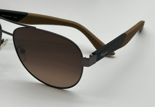 Authentic Salvatore Ferragamo Men's Brown Shades Aviator Sunglasses