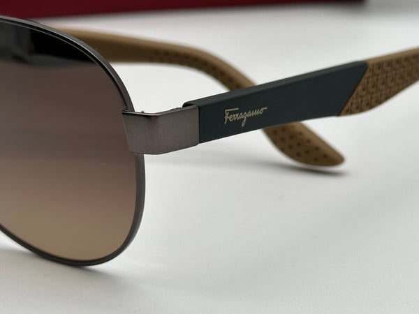 Authentic Salvatore Ferragamo Men's Brown Shades Aviator Sunglasses