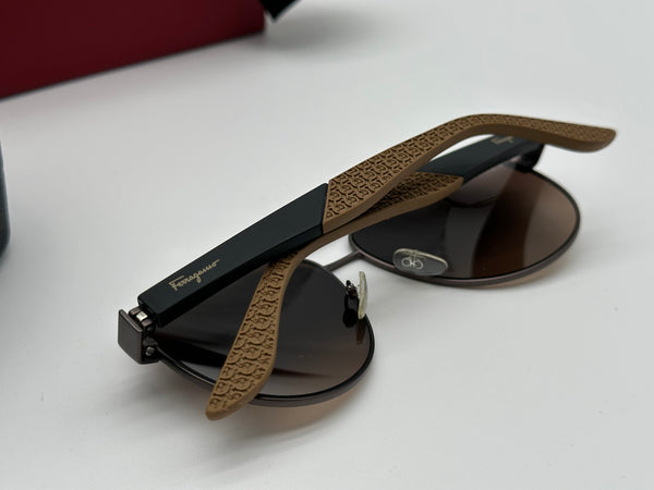 Authentic Salvatore Ferragamo Men's Brown Shades Aviator Sunglasses