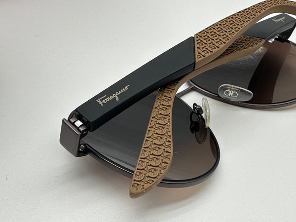 Authentic Salvatore Ferragamo Men's Brown Shades Aviator Sunglasses