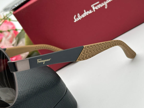 Authentic Salvatore Ferragamo Men's Brown Shades Aviator Sunglasses