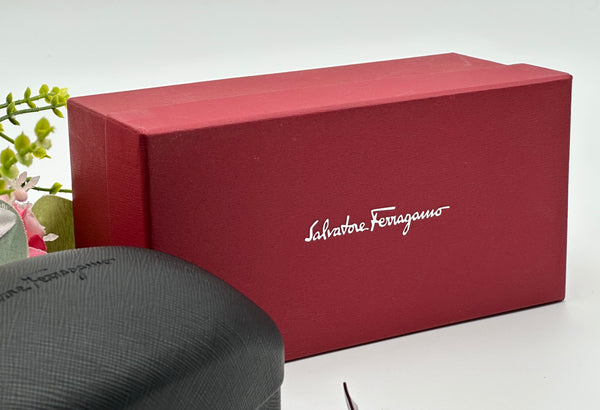 Authentic Salvatore Ferragamo Mens Silver Gray Sunglasses Frames Logo Aviator Glasses