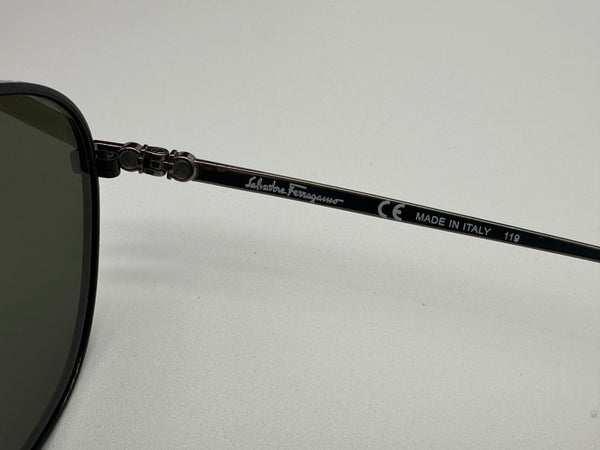 Authentic Salvatore Ferragamo Mens Silver Gray Sunglasses Frames Logo Aviator Glasses